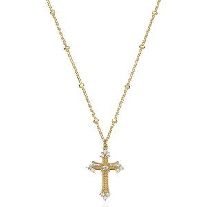 Women Fettero Cross 14K Plated Dainty Chain Minimalist Simple Tiny Necklace